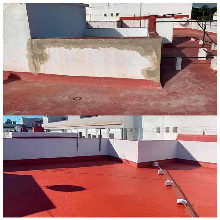 Antes y después de la impermeabilización de una terraza